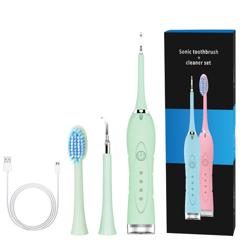 Haushalt Zahnstein Entferner Elektrische Zahnstein Entferner Zahnstein Ultraschall Bleaching USB Aufladbare Zahn Reiniger Tragbare: B-GREEN