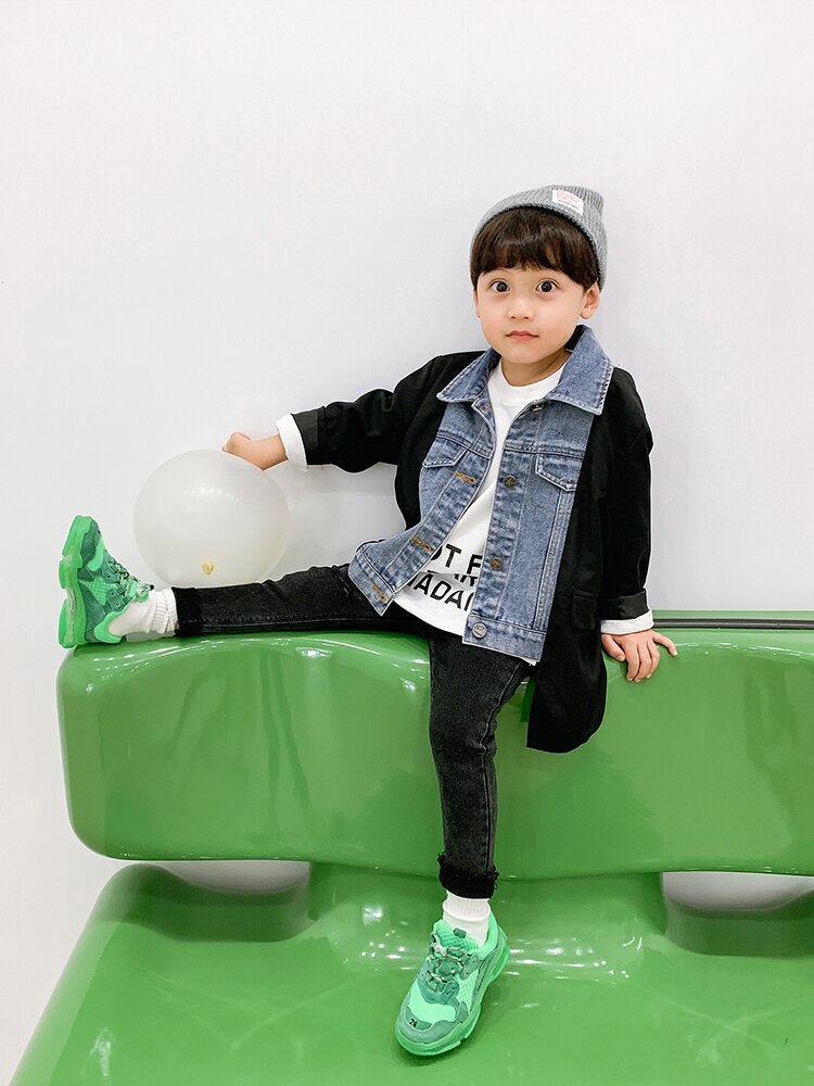 Children's Coat Boys Spring and Autumn Jeans Baby Spring Western Style Children Korean Version of the Wave Spring