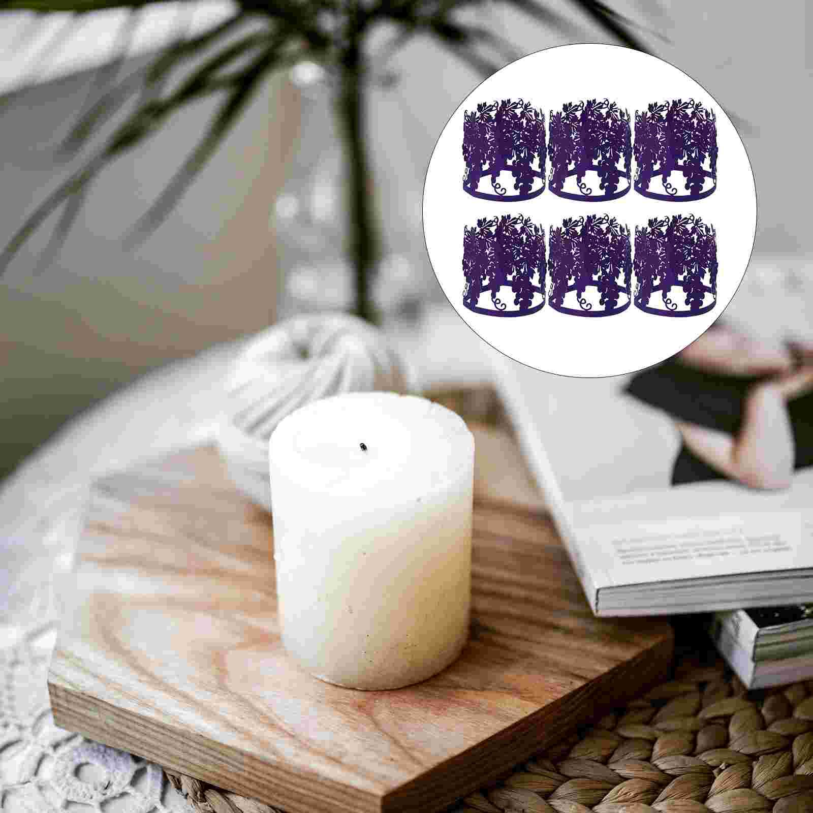50pcs Candle Wraps Decorative Light Shades Black Cylindrical Lamp Enclosures: Purple