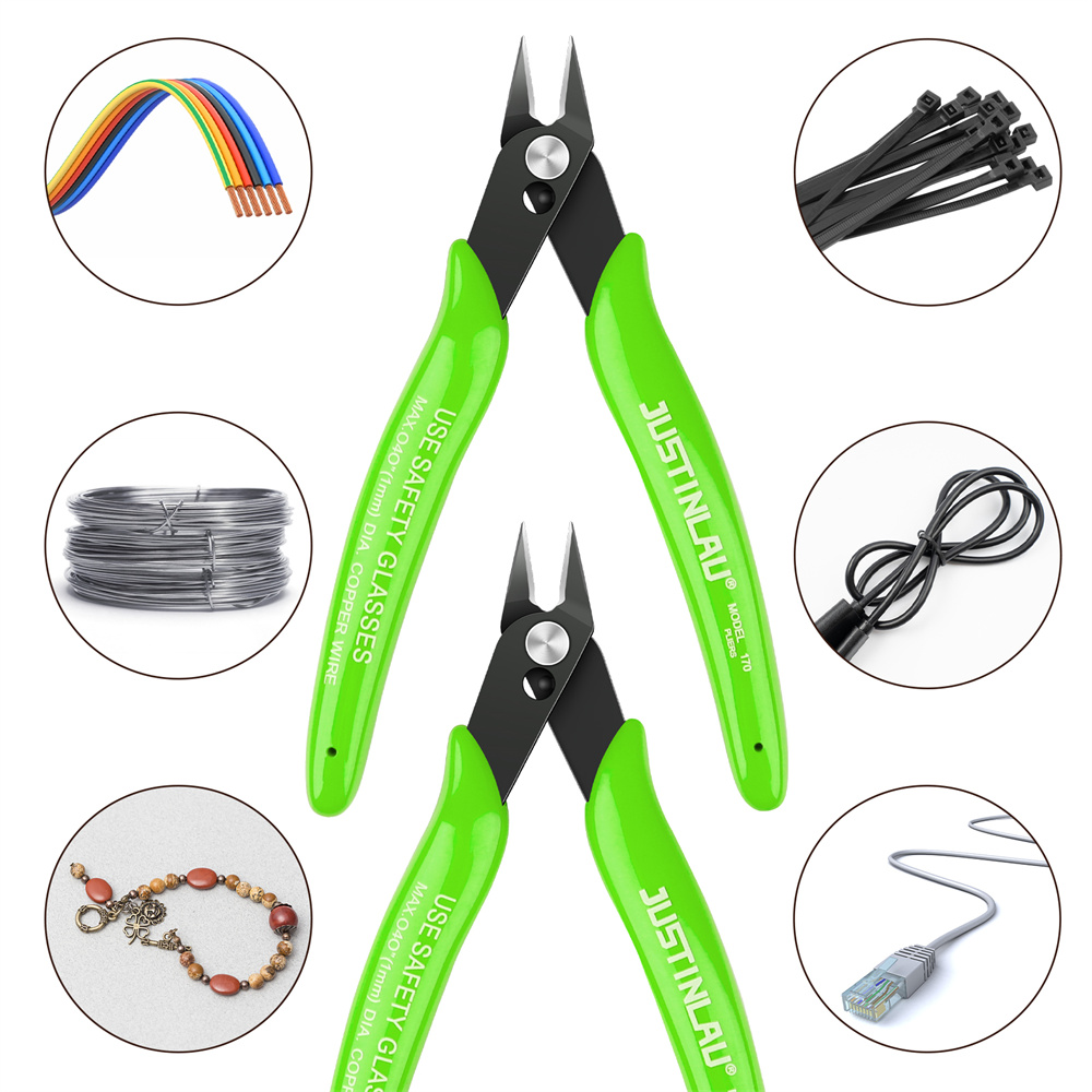 Alicates universales, herramienta multifuncional, cortadores de cables eléctricos, tijeras laterales de corte, pinzas de acero al carbono al ras, herramientas manuales, 1 ud.