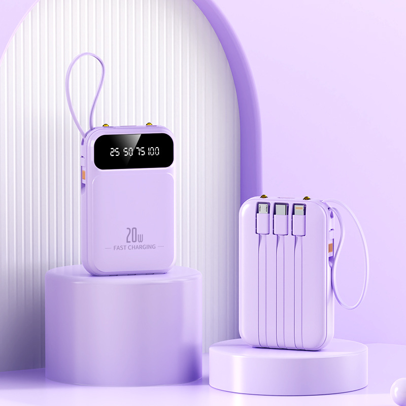 4-In-1 Power Bank 20000mah Built-In Cable 20W Fast Charging Powerbank Waterproof Portable Mobile Phone External Battery Charger: MULTI / 20000mah