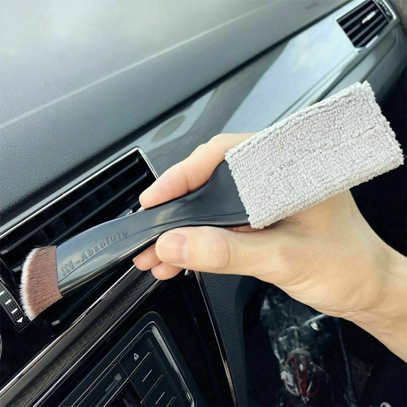 Bil rengöring borste dammning ta bort dubbla sidan för luftkonditionering panel utrymme auto tvätt verktyg mätare detalj rengöringsmedel