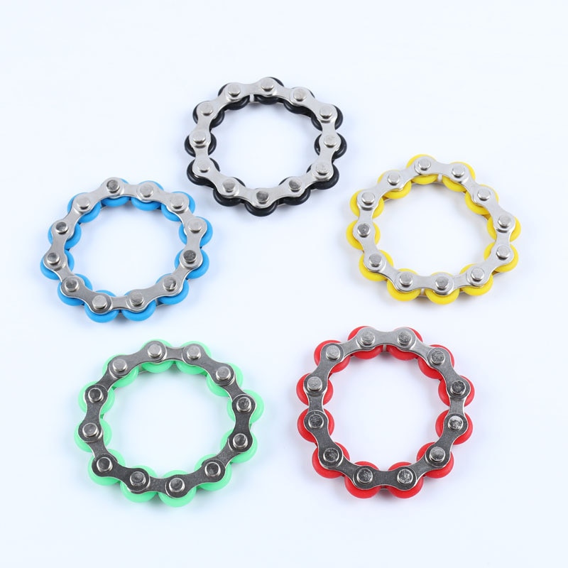 8/12 noeuds porte-clés chaîne Fidget jouet soulagement de la pression Stress chaîne en acier inoxydable vélo chaîne boucle porte-clés doigt jouet