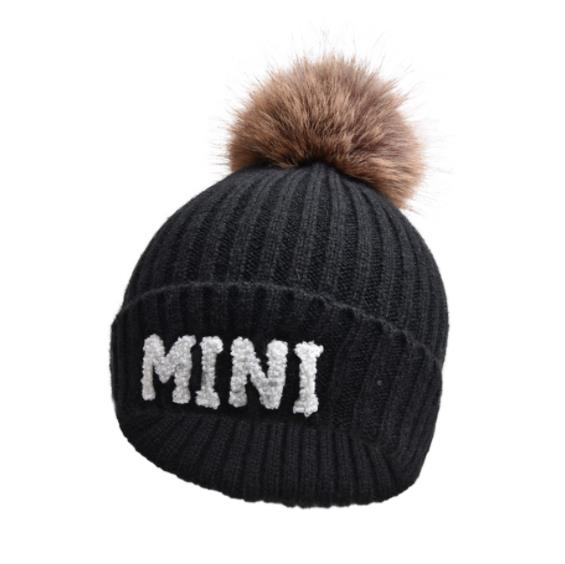 Alphabet Hat Parent Child Cap Hairball Wool Hat Outdoor Warm Knit Kid Baby Beanies Cute Daughter Mother Son Boy Girl: PURPLE