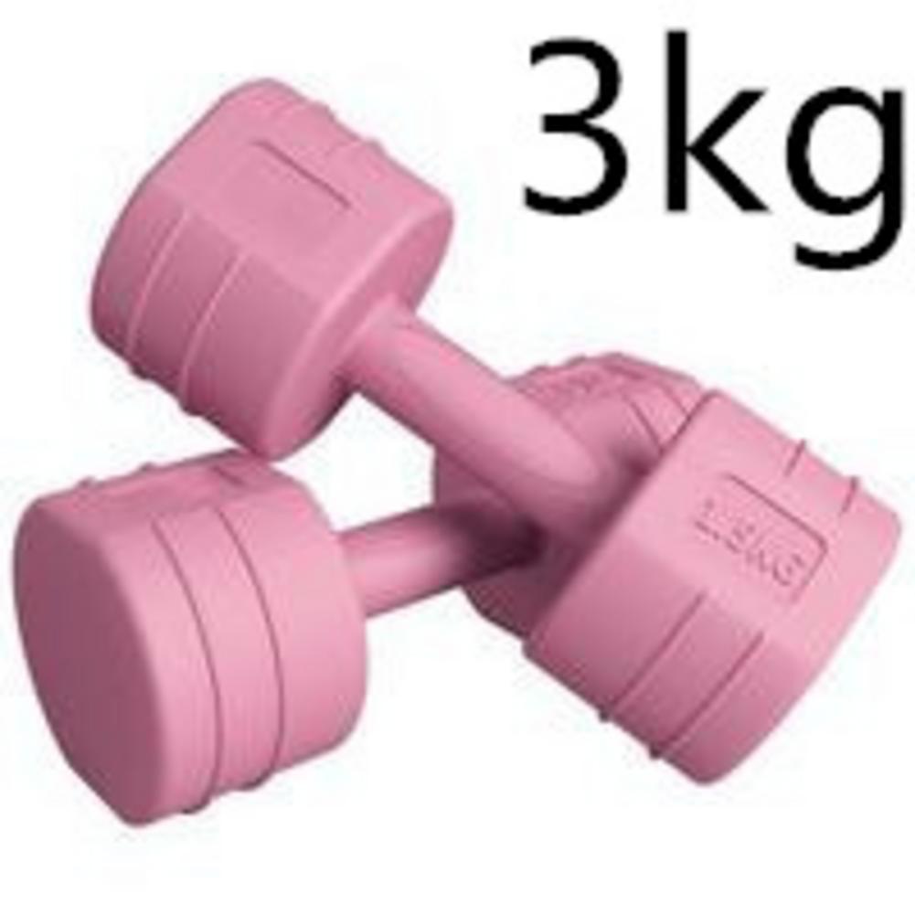 1 Pair Multifunctional Dumbbell Rubber Anti-Dumbbell Knurled Ergonomic Handle Solid Cast Iron Core Dumbbell: Pink