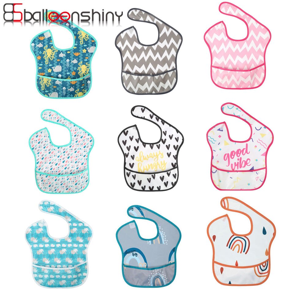 Balleenshiny crianças à prova dwaterproof água macacão pintura do bebê anti-sujo roupas da criança aventais cor raindrops babadores do bebê saliva toalhas