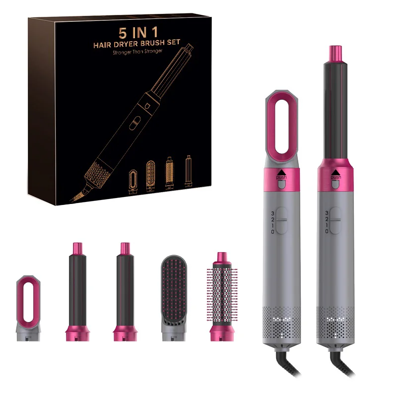 5 in 1 Haartrockner Kamm einstellen Beruf eller Heißluft styler zum Glätten und Volumen von Locken zu Hause: Gelb / UK Stecker