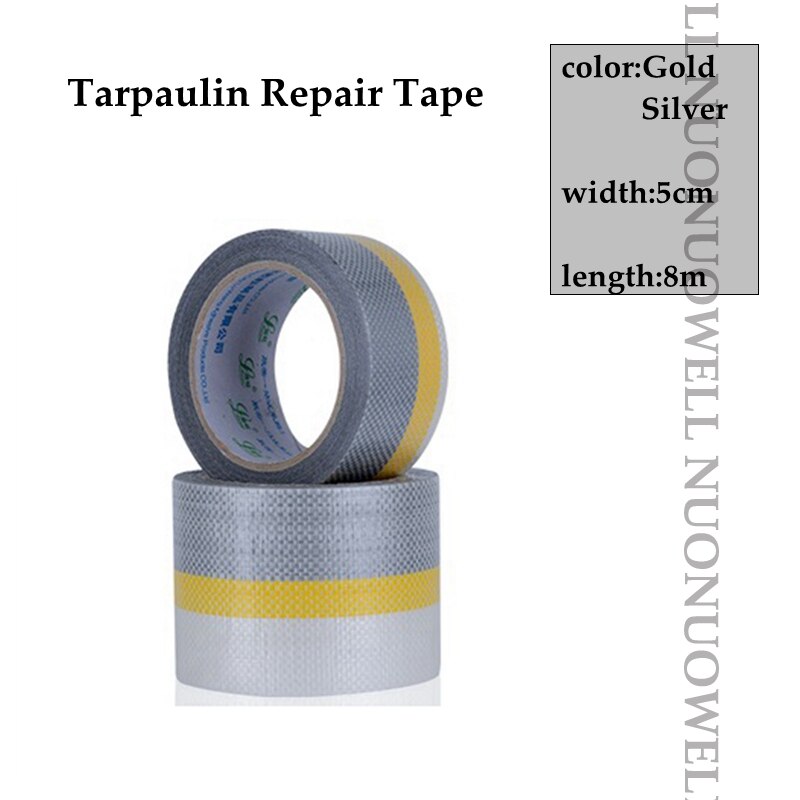Pe pvc presenning reparation tape regntæt klud have gårdhave sukkulenter lastbil vandtæt parasol klud: Sølv og guld 5cm