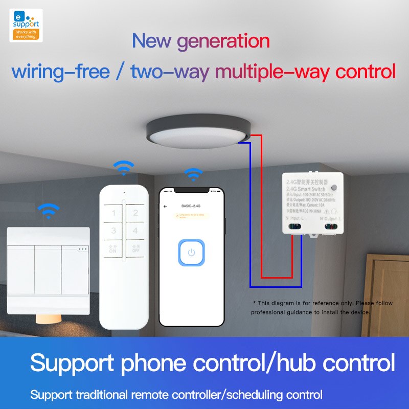 EWeLink – interrupteur à distance BASIC-2.4G pour maison intelligente, avec applications WeChat et Applet, fonctionne avec Siri Alexa et Google Home