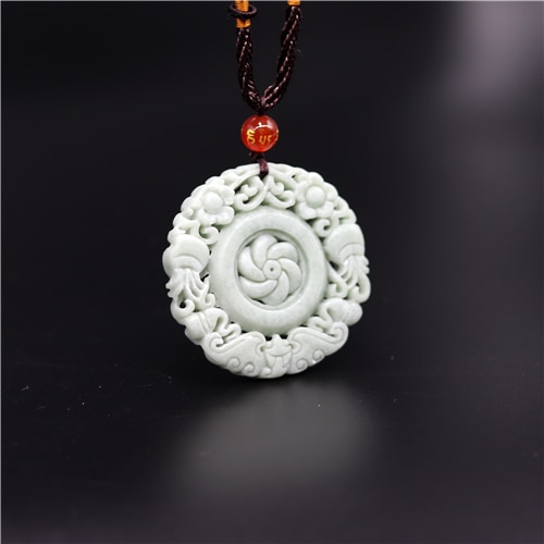 Naturlig kinesisk jade blomsterbat vedhæng halskæde charme smykker dobbeltsidet udskåret amulet tilbehør til hende