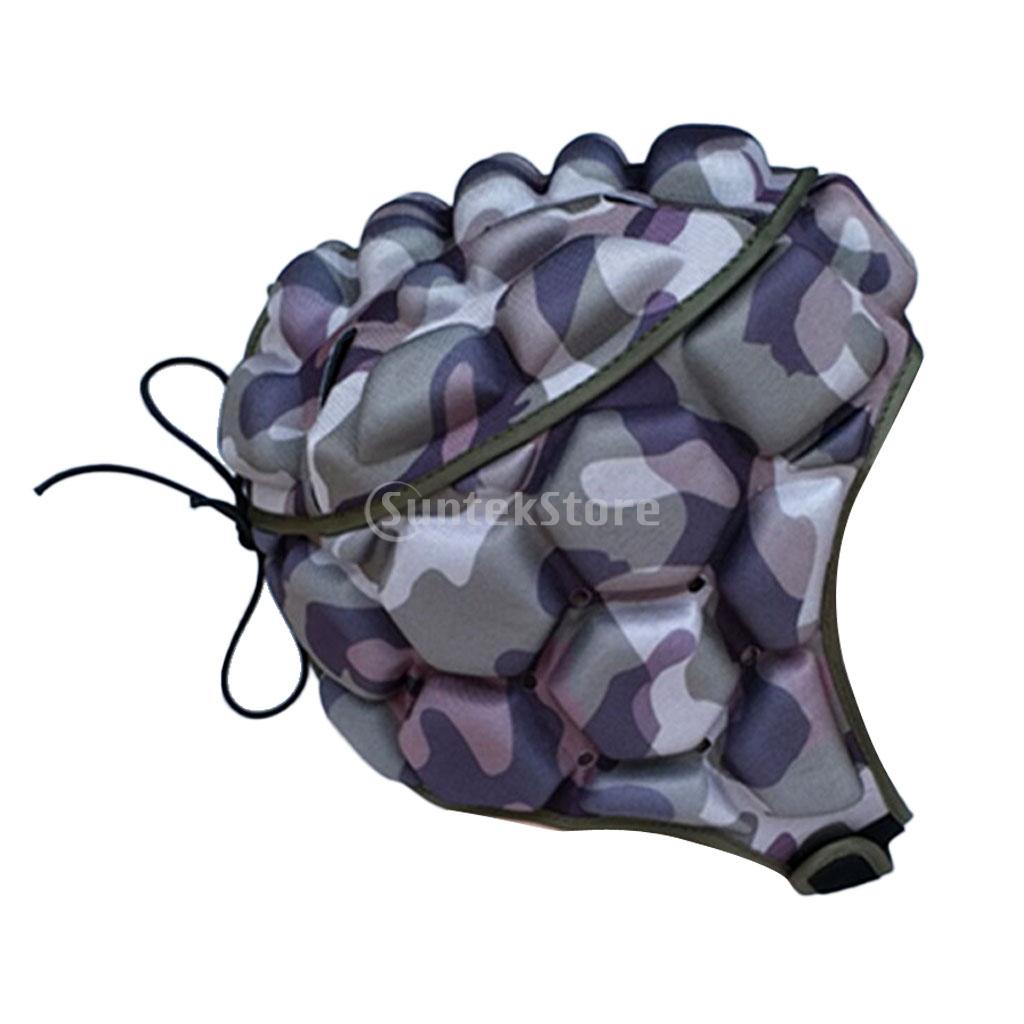 Adult Men's Adjustable EVA Padded Soccer Football Helmet Rugby Goalkeeper Head Guard Protector Hat Gear Equipment: Camo