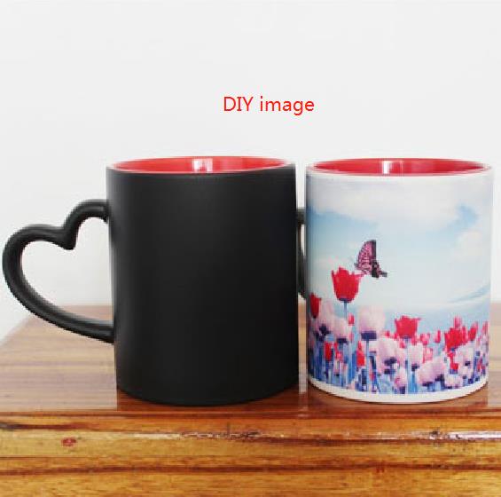 Blank 350ML 12oz Ceramic Magic Mug without Printing for Sublimation use: Inside Red