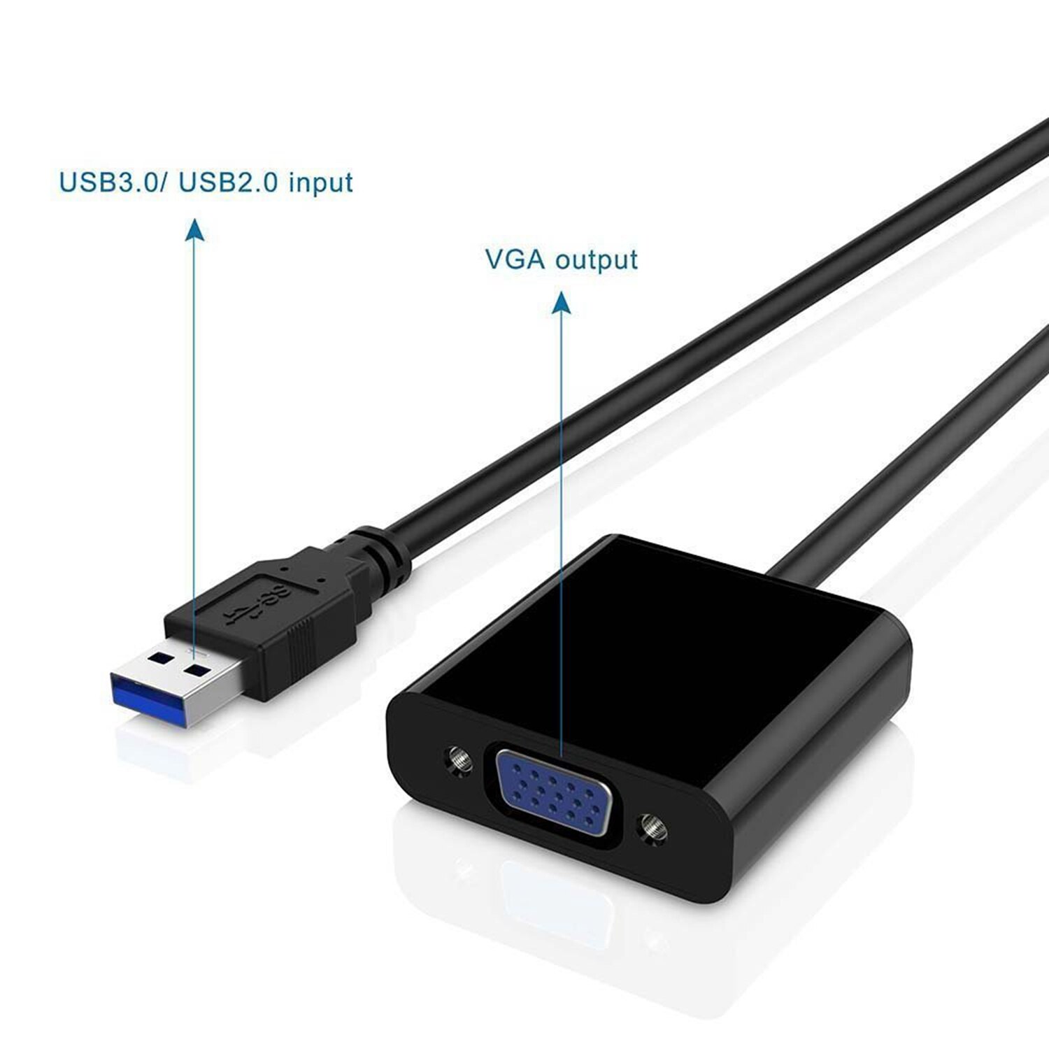 Premium USB 3.0 naar VGA Adapter Converter, full HD Externe Videokaart Multi Monitor Adapter USB naar VGA Adapter Converter Suppo