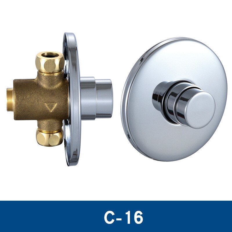Button Type Urinal Flush Valve, Bath Toilet Urinal Flush Valve Assy with Bend Pipe, Urinal Chrome Supply Exposed Fittings: C-16
