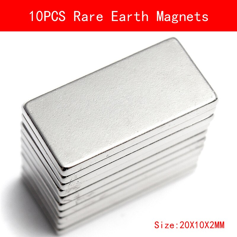 10 Stks N35 20*10*2 MM Super Sterke Neodymium Magneet Blok Cuboid Permanente Zeldzame Aarde Magneten N35