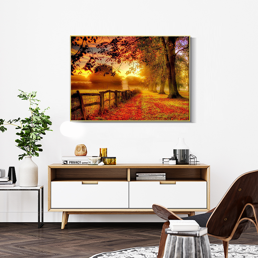 Huacan-peinture diamant diamant, nouveaux arrivages, broderie artistique, paysage d'arbre, mosaïque, coucher de soleil, décoration d'intérieur