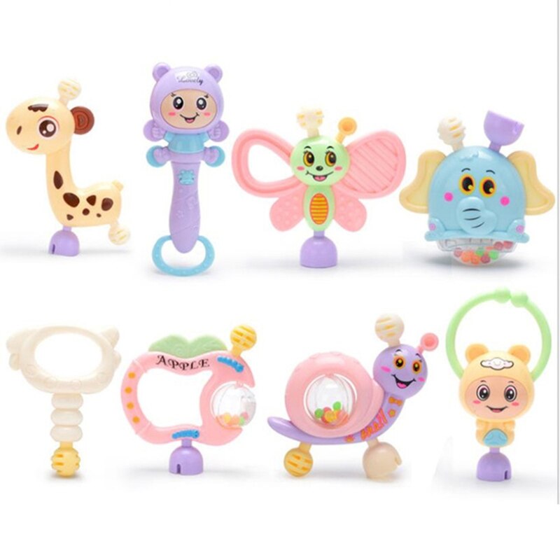 6-10pcs Baby Toys Hand Hold Jingle Shaking Bell Teether Ring Baby Rattles Toys Newborn Baby 0- 12 Months Teether Toys: 8Pcs