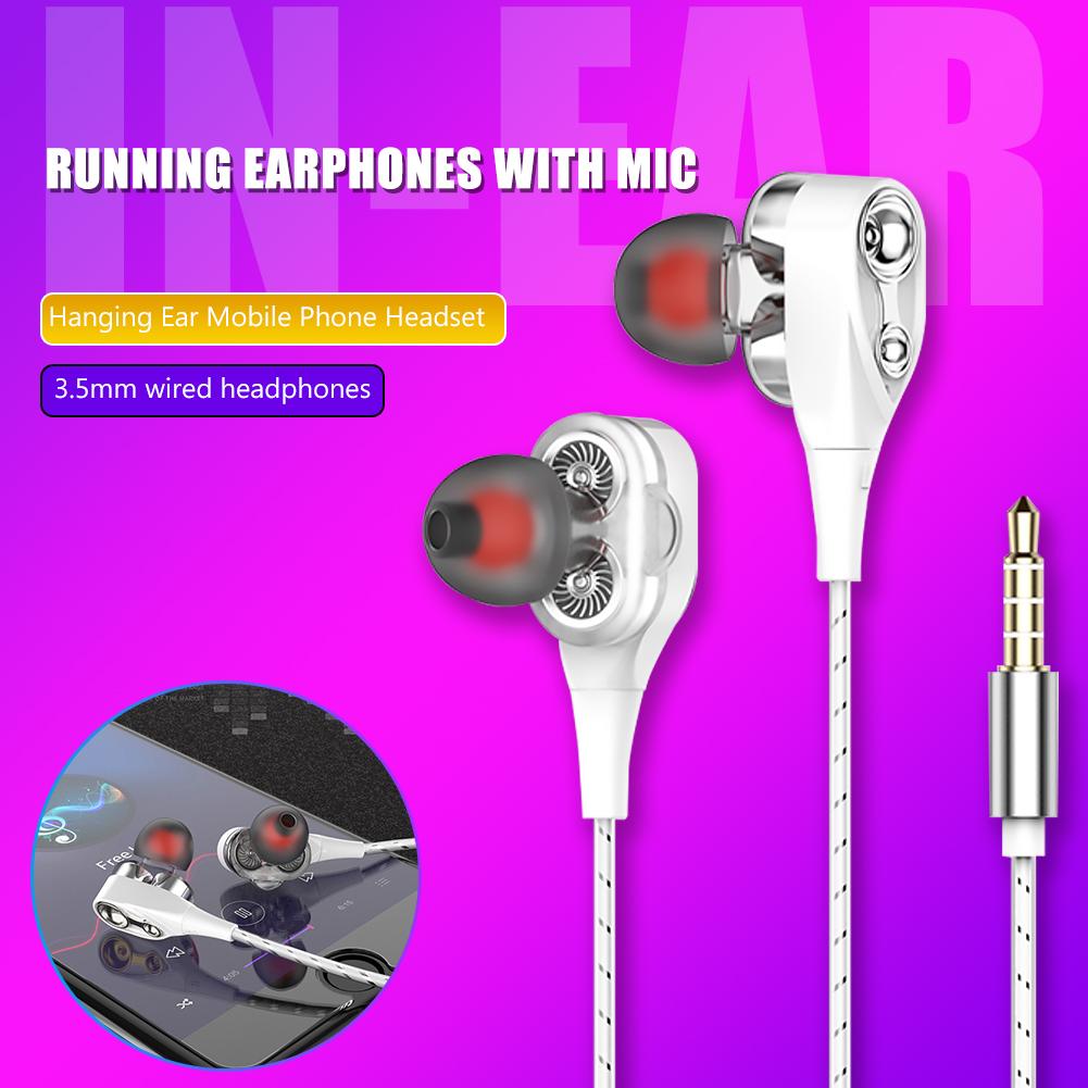 Roreta Dual Driver Stereo Bekabelde Oortelefoon Universele 3.5Mm Hoge Bass Oordopjes In-Ear Sport Headset Bass Core Dynamische cirkel Headest