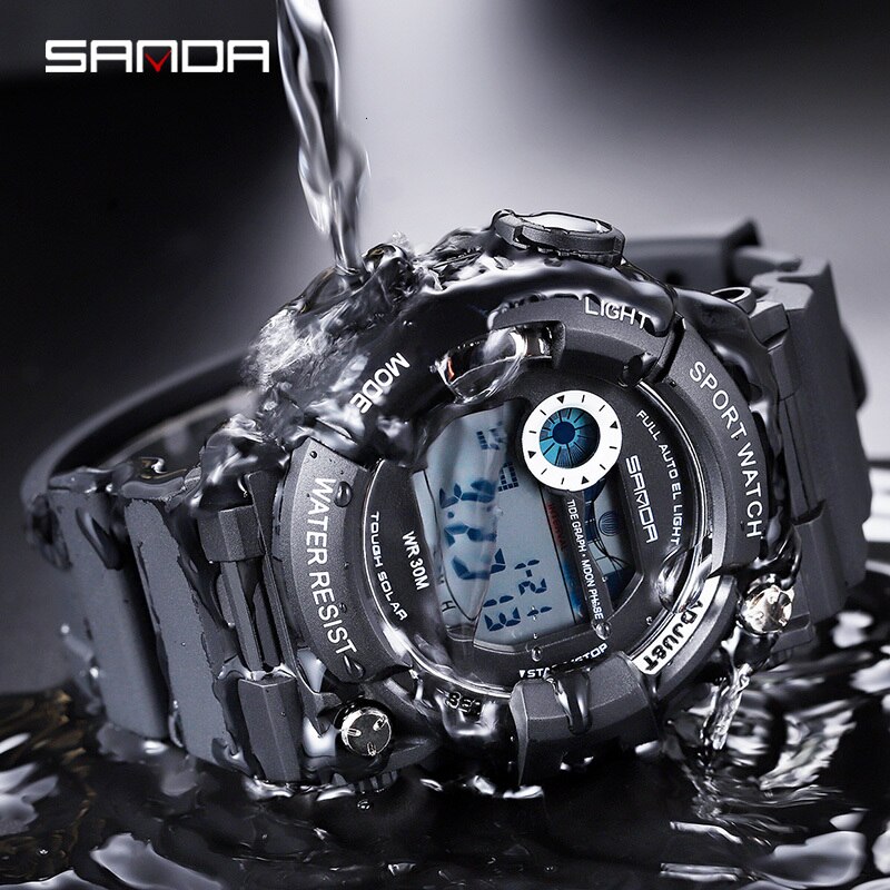 SANDA Horloges Mannen 30M Waterdichte Elektronische LED Digitale Horloge Mannen Outdoor Heren Sport Pols Horloges Stopwatch Relojes Hombre