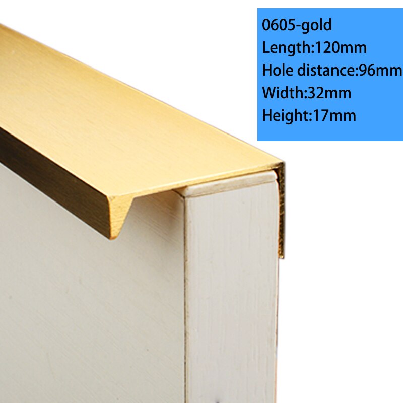 Maniglie per cassetti moderne con bordo a dito maniglie per cassetti per mobili armadio nascosto cassetto per cucina maniglie per comò manopole Hardware oro nero: 0605-gold-120mm