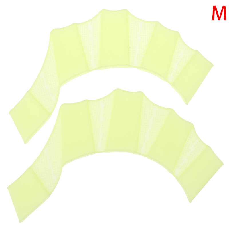 Schwimmen Hand Flossen Flossen Palme Finger vernetzt Handschuhe Paddel Wasser Sport 1 Paar unisex Frosch Typ Silikon Hüftgürtel: Grün / S