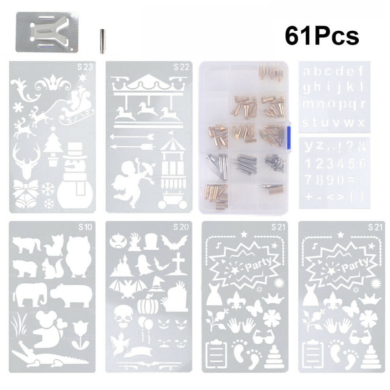 61pcs Wood Burning Tool Soldering Iron Craft Set Pyrography Stencil Kit For Hobby Craft Soldering Accessories