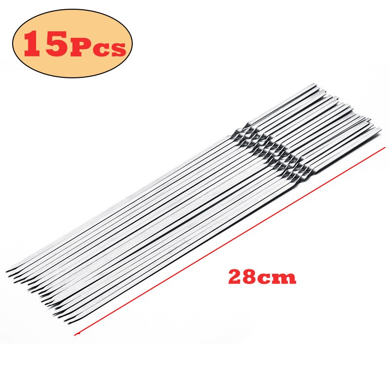 Brocheta de barbacoa de acero inoxidable, brochetas reutilizables para barbacoa, palo de hierro para Kebab para acampar al aire libre, herramientas de Picnic, herramientas de cocina, 10/15 Uds.: Blanco
