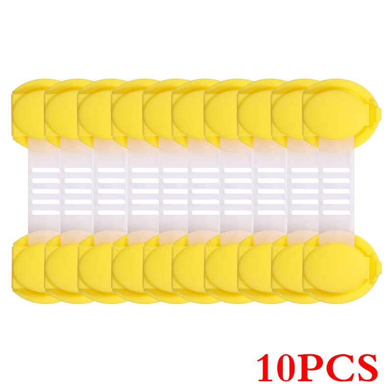 Plastic Kast Lock Kind Veiligheid Anti-Snuifje Bumper Security Lade Vergrendelingen Home Baby Bescherming Voor Koelkasten Sloten: 10pcs yellow