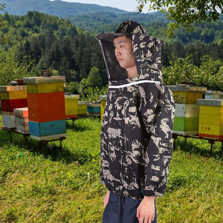 Average Size Beekeepers Tools Beekeeping Supplies with Single Zipper Beekeeper Protective Jacket Smock Bee Suit Hats