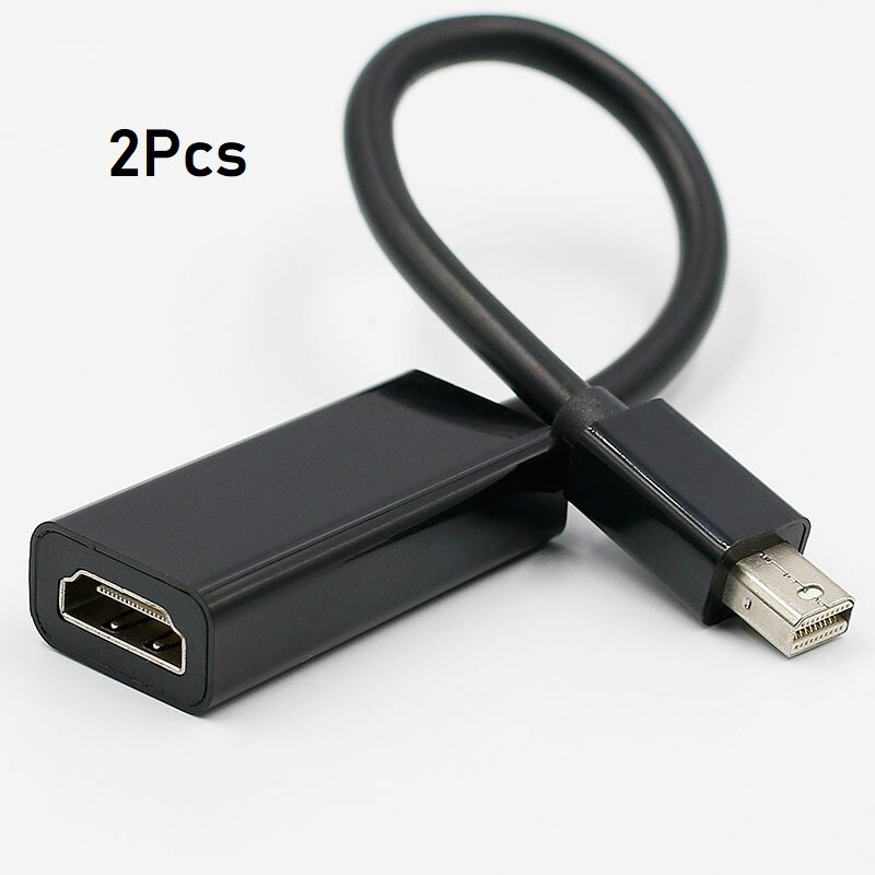 Mini dp til hdmi kabel konverter adapter mini displayport display port dp til hdmi adapter til apple mac macbook pro air notebook: Sort 2 stk
