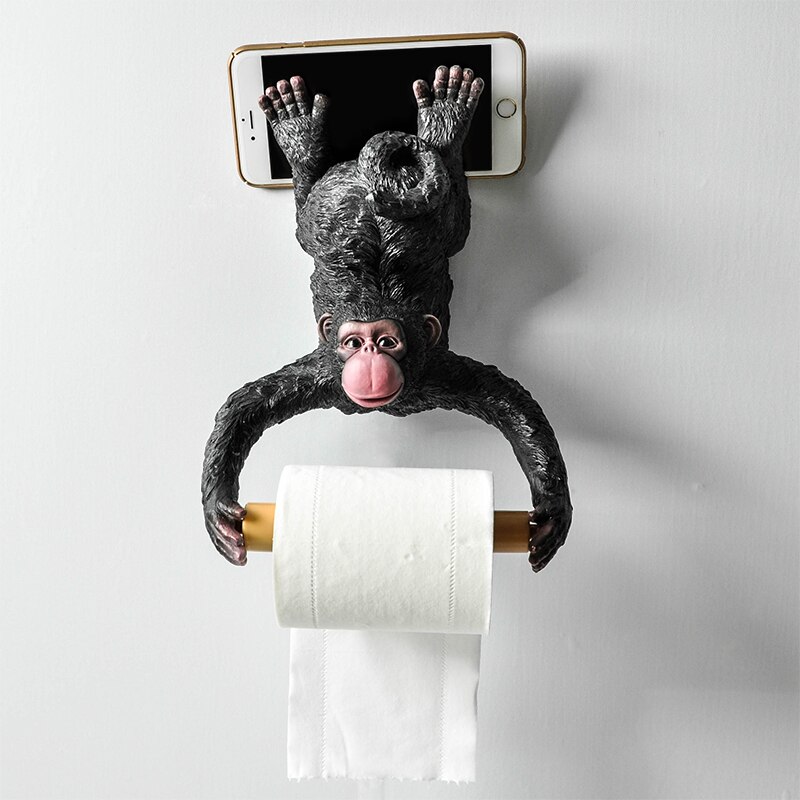 European Style Bathroom Monkey Tissue Holder Roll Holder Toilet Paper Holder Resin Waterproof Paper Holder Wall Hanging X4021