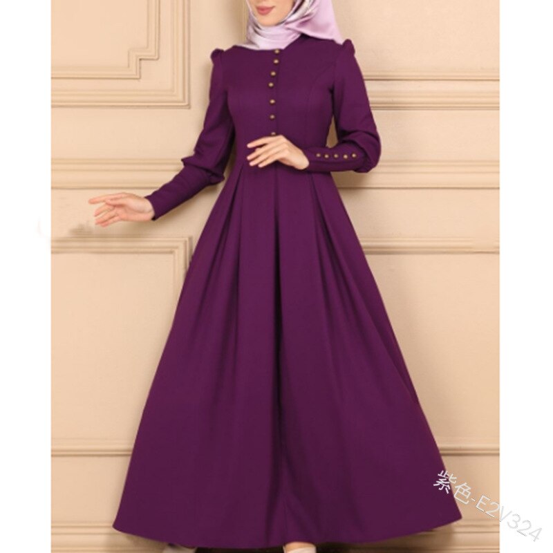 Tyrkiet dubai muslimsk lang kjole kvinder stor swing a-line abaya kaftan kimono islamisk tøj elbise marokkansk kaftan hijab kjoler