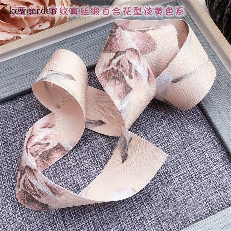 Kewgarden 30mm 3cm bedrukte bloemen satijnen linten handgemaakte tape diy strik haaraccessoires band 10 meter: Geel