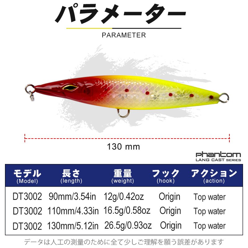 4 kpl lyijykynäkalastusuhe 90/110/130mm topwater stickbaits -kalastussyötit kelluva kävelyretki koira vaaput kalalle meribasso  dt3002