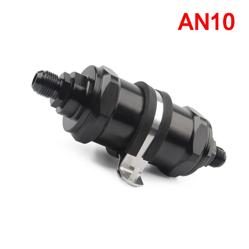 BLACK AN6 / AN8 / AN10 Inline Fuel Filter E85 Ethanol With 100 Micron Stainless steel: AN10