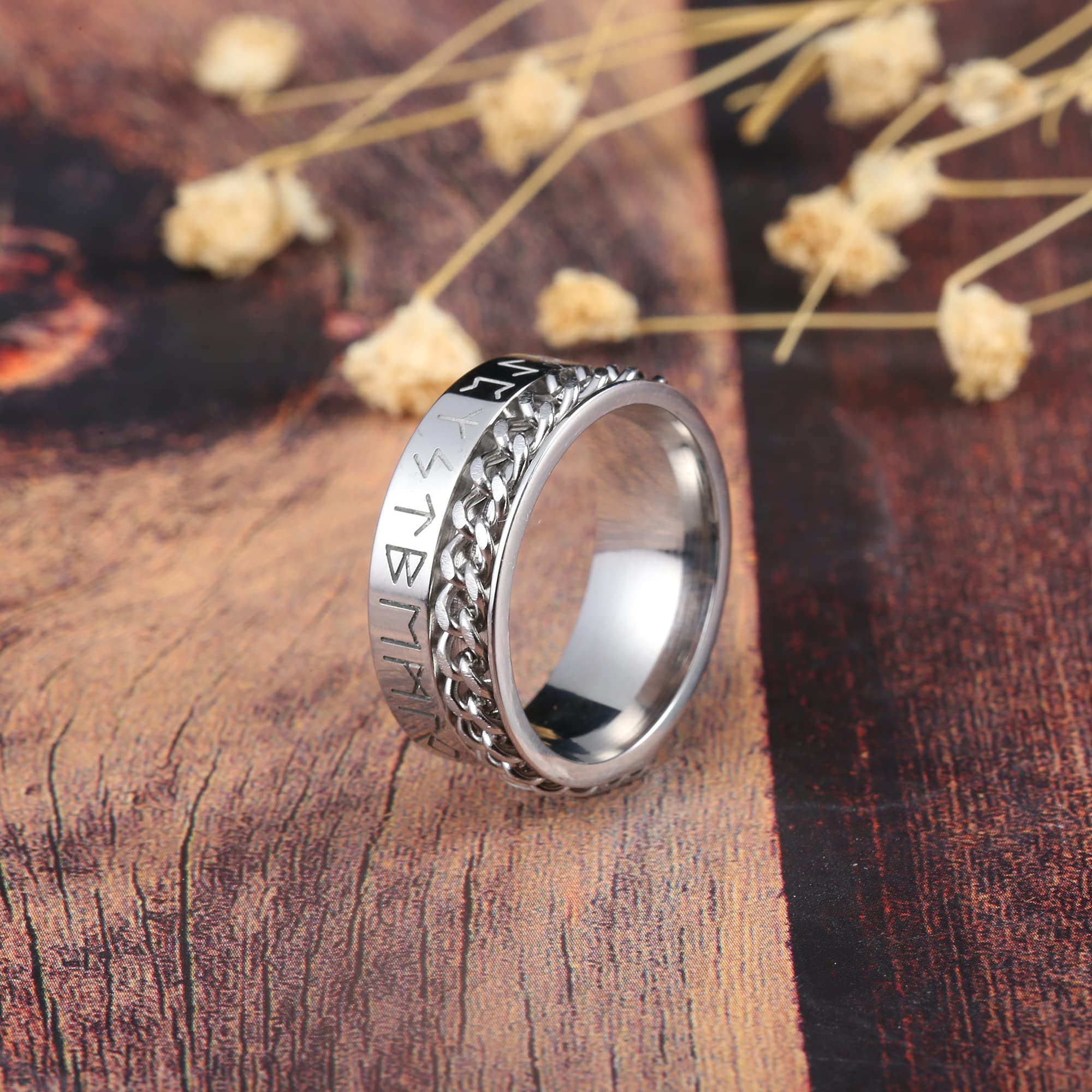 Anti betonen Angst Ring Figet Spinner Ringe für Männer Frauen retro Nordischen Wikinger Runen Ring Edelstahl Drehbare Ring