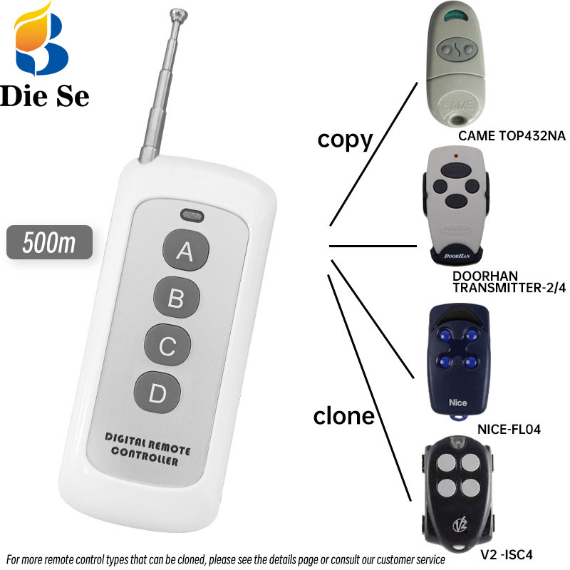 ada 433MHz RF Clone Remote Control Copy Transmitter Cloning Learning Fixed Code Duplicator do drzwi garażowych CAME NICE Doorhan