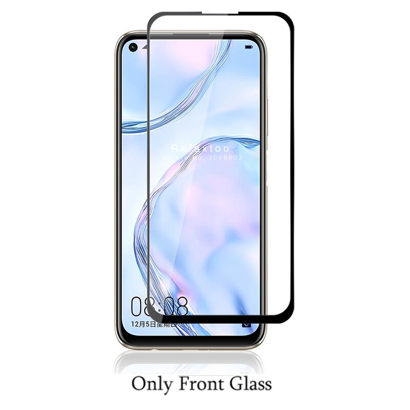 3-en-1 hauwei p 40 lite verre de caméra + étui d'airbag transparent doux pour huawei p40 lite lumière lait verre housse de protection: p40 / only 1front glass