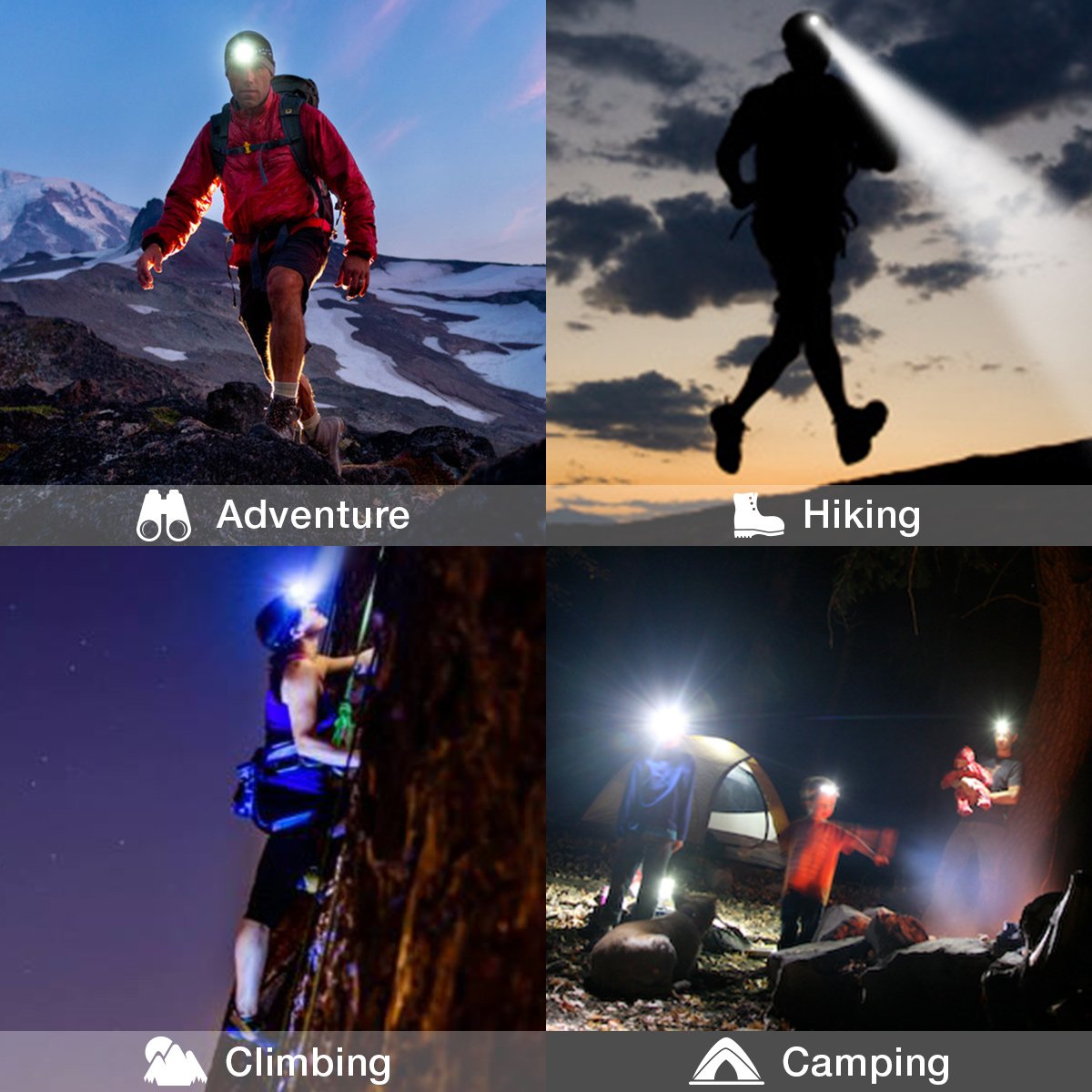 8000 Lumens 5 Led Headlamp XML T6 Head Lamp Powerful Led Headlight, with 18650 battery Flashlight Head Lights for Hiking