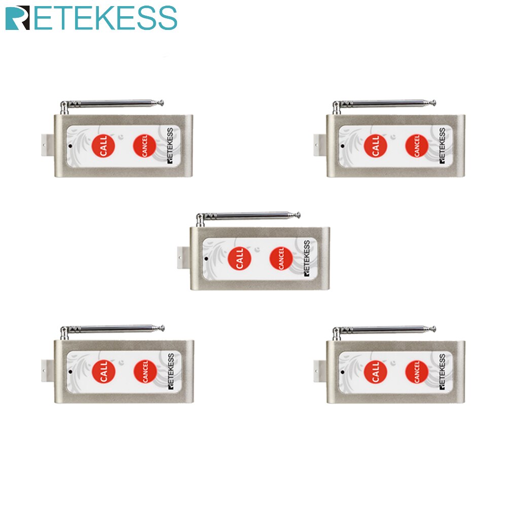 Retekess 5 TD004 Two Buttons Wireless Calling Pager Call Button Transmitter for Calling System Restaurant Equipment