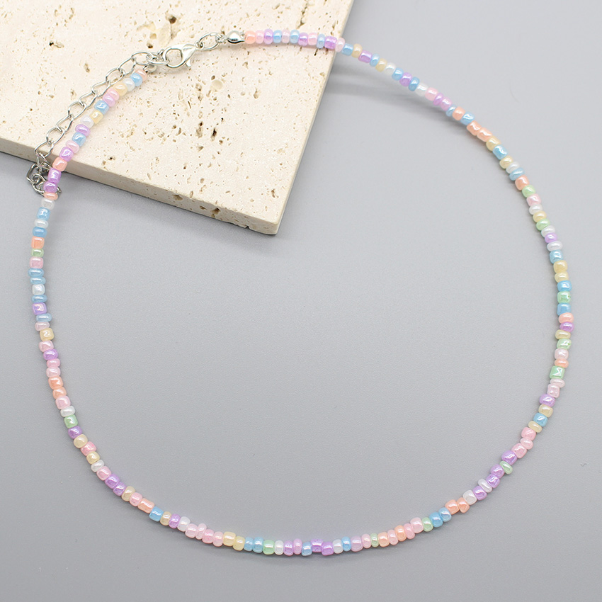 Gargantilla de cuentas de semillas simples para mujer, coreana, Collar bohemio colorido hecho a mano, Collar de cadena para el cuello, de joyería para mujer