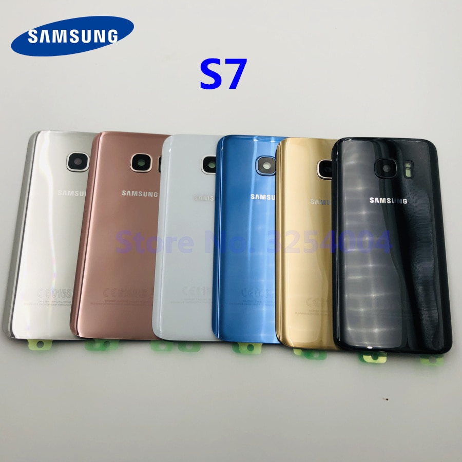 Para Samsung Galaxy S7 Edge G935 S7 G930 batería cubierta trasera carcasa de repuesto piezas de reparación + Marco de lente de cristal de la cámara del oído