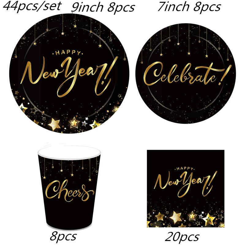 25 Stuks Gelukkig Nieuwjaar Diy Photobooth Props Vrolijk Kerstfeest Decoraties Xmas Photobooth Party Gunsten: set 44pcs