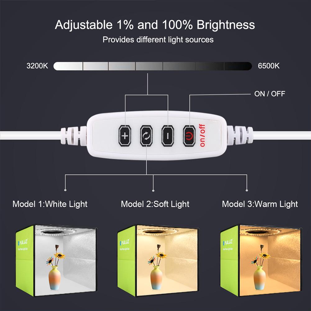 PULUZ 30cm Leuchtkasten Mini Faltbare Foto Studio Kasten LED Licht Kasten Fotografie Studio Schießen Zelt Kasten Bausatz &Ampere; 6 farbe Kulissen