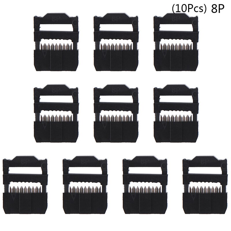 10set 6/8/10/12/14-50Pin IDC Socket Pin Dual Rij Toonhoogte 2.54mm IDC connector 6-50 Pin Kabel Socket Plug Lint Kabel Connector: Donkergrijs