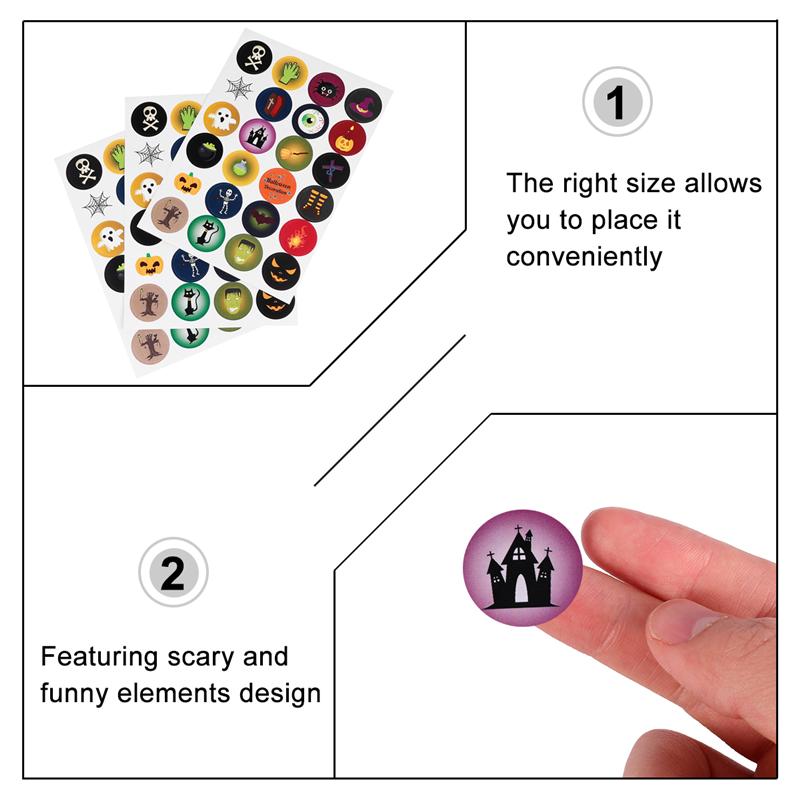 10 vellen halloween-tasstickers met zelfklevende etiketten (geassorteerde kleuren)