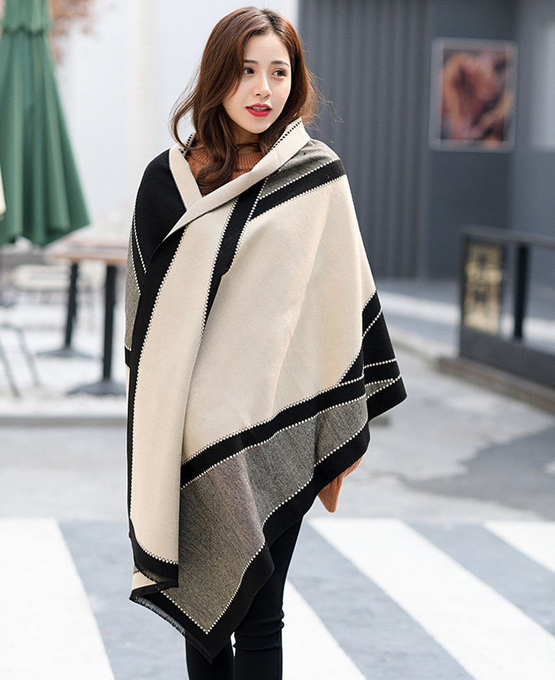 Châle de calèche et épais | Écharpe de calèche, glands épais, style cheval et cachemire, pour le défilé de , poncho, pashmina, hiver