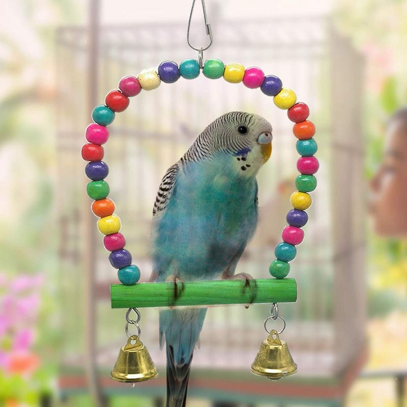Columpio para aves de juguete, hamaca para loro, campana, juguetes para periquitos, periquitos, cacateles, coneuras y pájaros de amor, paquete de 6 uds.