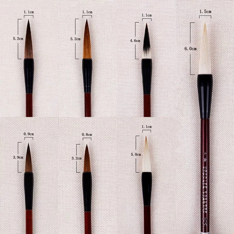Conjunto de caneta de caligrafia chinesa 7 pçs pintura chinesa pincéis de caligrafia regular script pincel caneta conjunto com caixa de presente tinta china