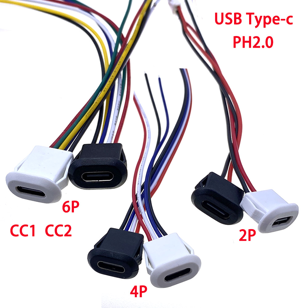 2/4/6P USB-C Connector Type-C Jack Female Type-C With card buckle High Current Fast Charging Jack Port USB-C Charger Plug Socket